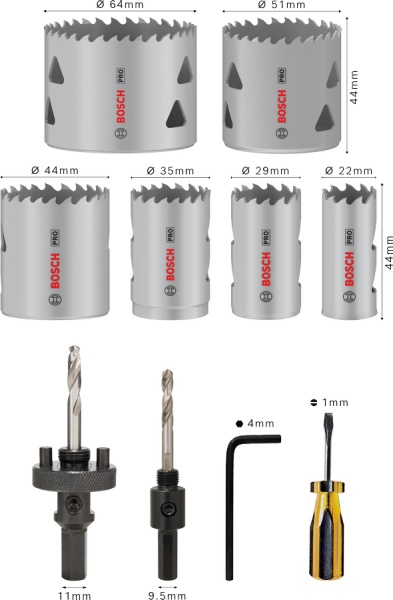 BOSCH 12 Parça HSS-Bimetal Panç Seti Ahşap ve Metal için