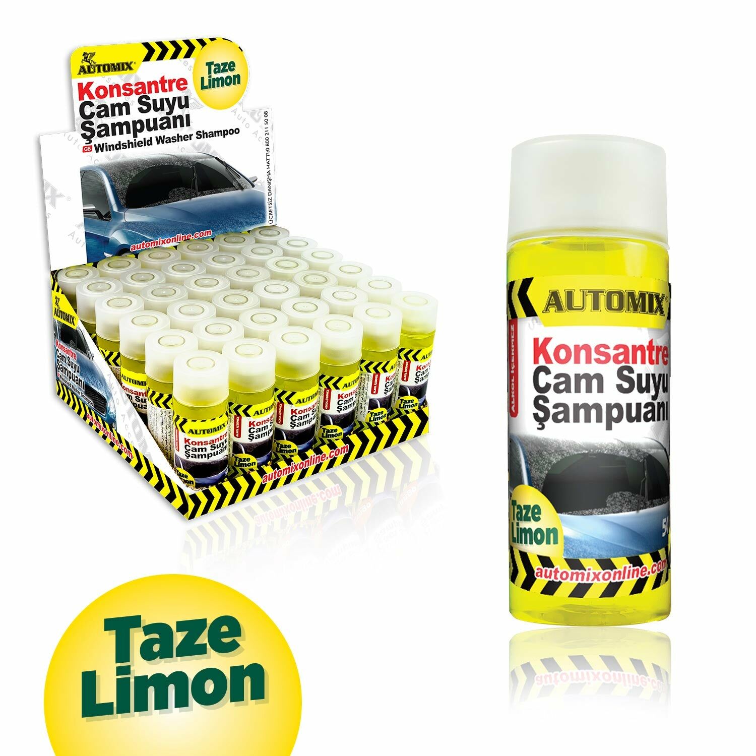 AUTOMIX Taze Limon Kokulu Cam Suyu Şampuanı 50 ML (020.09.041226)